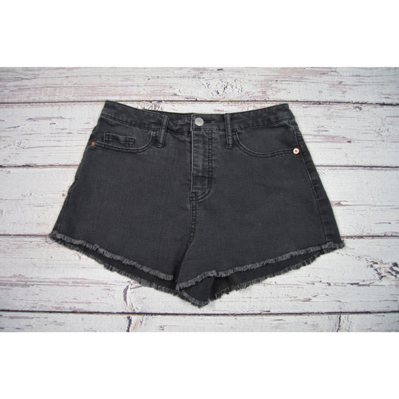 Wild Fable High‎ Rise Cut-Off Shorts Women Junior Black Gray Size 6 Pre-Owned - Picture 1 of 11